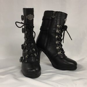 Harley Davidson Leather Black Heels 5.5M